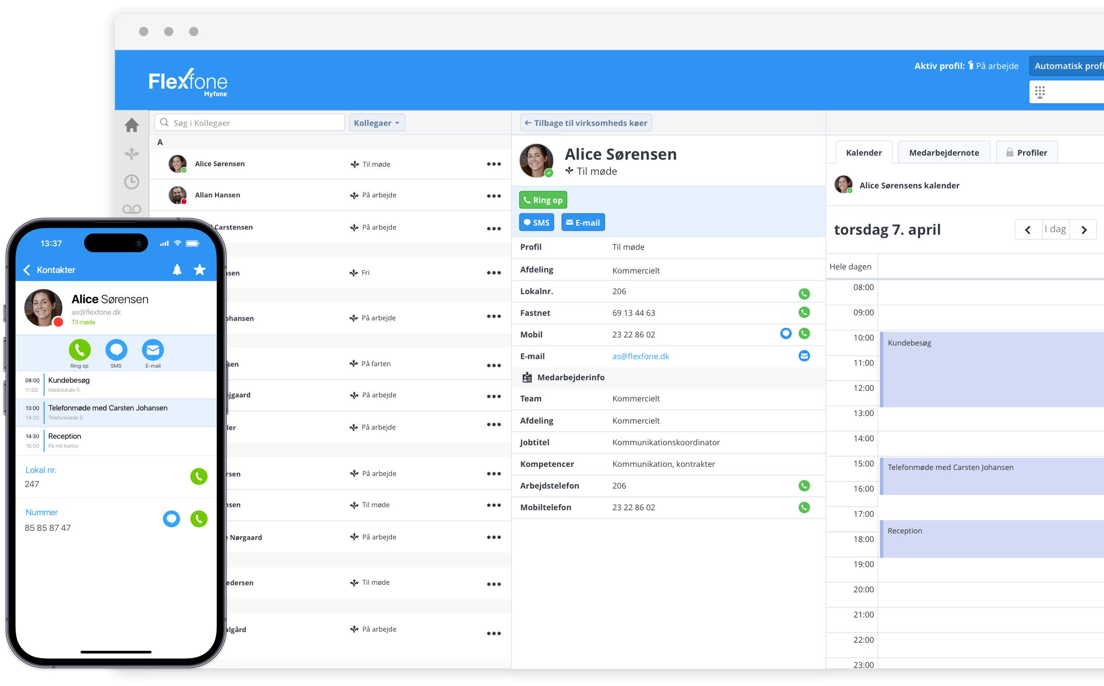 Flexfone erhvervstelefoni til browser, mobil, bordtelefon og microsoft teams